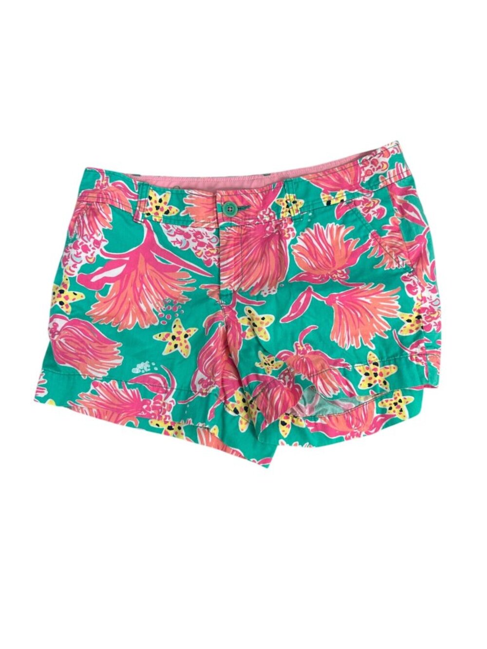 Lilly Pulitzer Callahan shorts Lagoon Green Shaggin floral & starfish print size